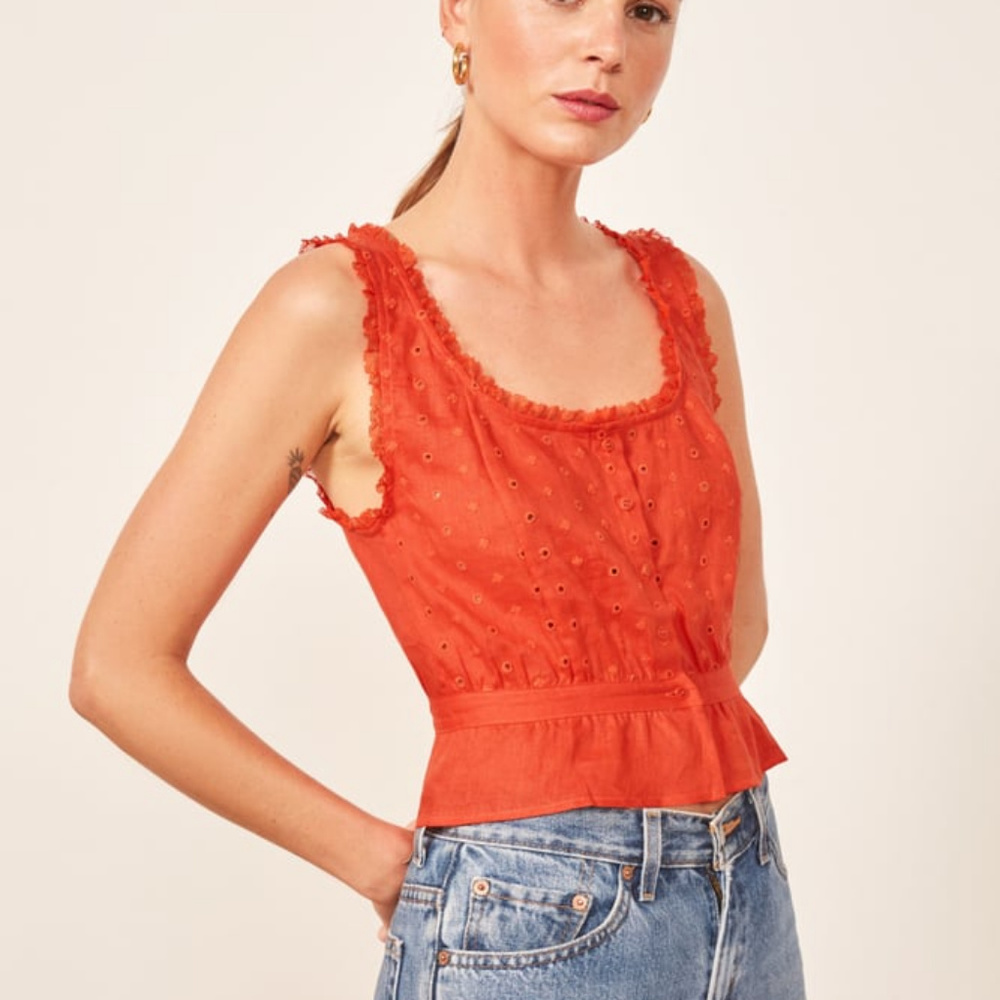 NWOT Reformation Luisa Eyelet Top